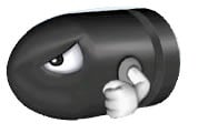 Artwork of a Bullet Bill in Mario Kart DS