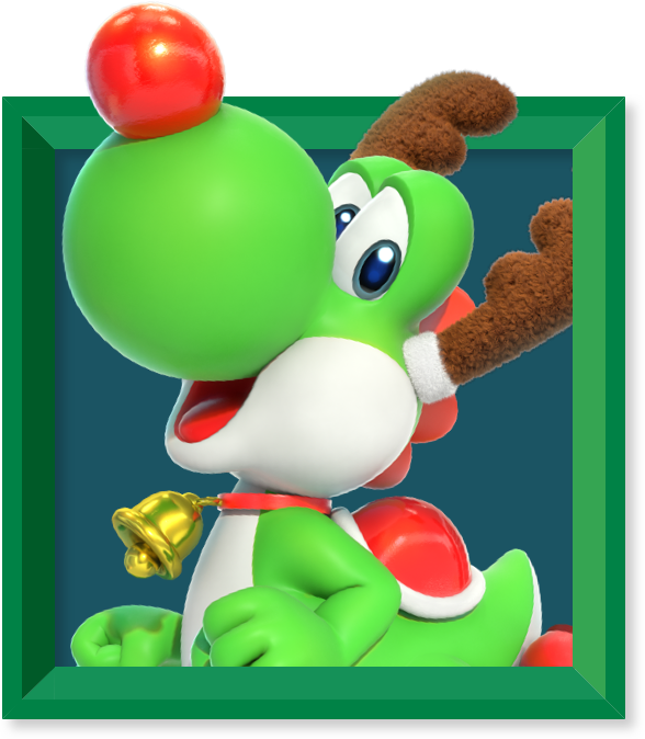 Yoshi dressed up as Rudolph the Red-Nosed Reindeer