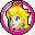A badge of Princess Peach.