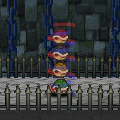 The Koopa Bros. in their shells, stacked on top of each other