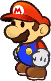 Mario's "evil" pose, seen in the game after Doopliss takes Mario's form and, in the Japanese version, as part of the Game Over sequence for agreeing to serve the Shadow Queen.