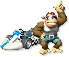 Artwork of Funky Kong and his kart from Mario Kart Wii