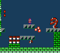 The Tryclyde battle in World 2-3 of Super Mario Bros. 2.