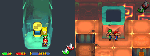 Fifth block in Thwomp Caverns of the Mario & Luigi: Partners in Time.