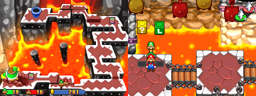 First two blocks in Bowser's Castle of the Mario & Luigi: Partners in Time.