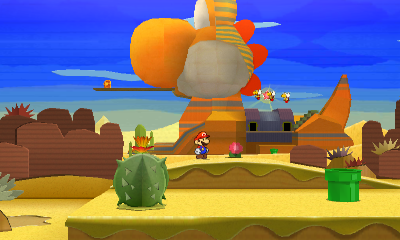 First paperization spot in Yoshi Sphinx of Paper Mario: Sticker Star.