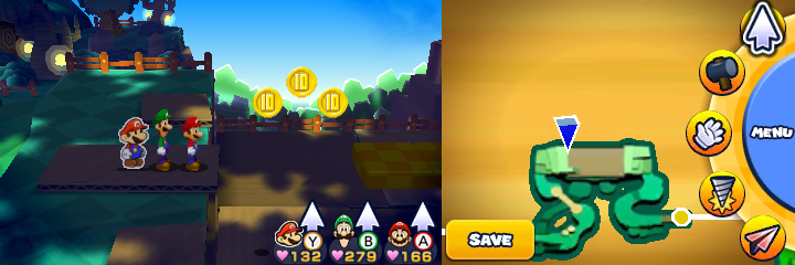 Group near 9 10-Coins in Gloomy Woods of Mario & Luigi: Paper Jam.