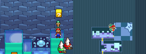 Eleventh block in Toad Town Caves of Mario & Luigi: Bowser's Inside Story.
