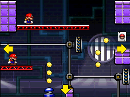 A screenshot of Room 4-4 from Mario vs. Donkey Kong 2: March of the Minis.