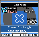 The shelf sprite of one of Jimmy T's records (Cold Wind) in the game WarioWare: D.I.Y., as it appears on the top screen.
