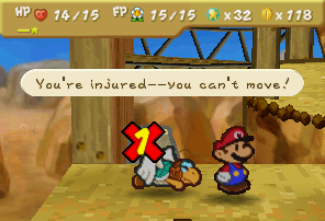 Parakarry injured in Paper Mario