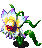 Battle idle animation of a Snapdragon from Super Mario RPG: Legend of the Seven Stars