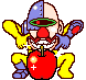 Dr. Crygor showing off his restored apple (as a result of the Tri-phonic Undulating Nanobot Automaton), from WarioWare: Touched!.
