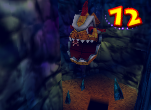 A setup for a Golden Banana for Diddy Kong in Gloomy Galleon.