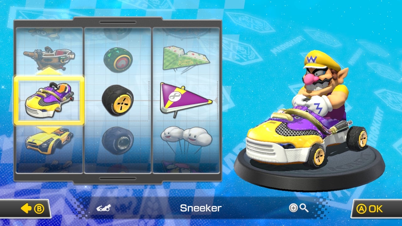 File:MK8 Wario Yellow Sneeker Kart Select.jpg - Super Mario Wiki, the ...