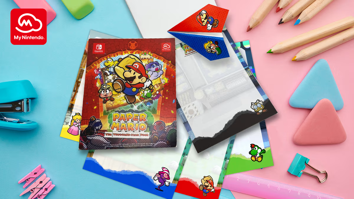 A Paper Mario: The Thousand-Year Door-themed notepad made as a My Nintendo reward