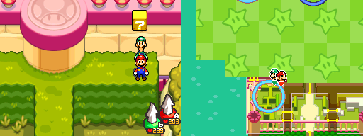 Seventh block in Peach's Castle Garden of Mario & Luigi: Bowser's Inside Story.