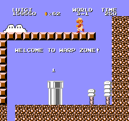 Backwards Warp Zone in World 3-1 of Super Mario Bros.: The Lost Levels