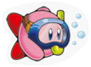 A Sticker of Kirby diving.