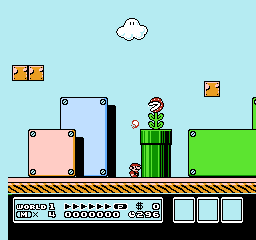 Mario next to a Piranha Plant.