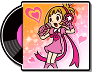 The records cases for the English (orange/pink) and Japanese (blue) versions of Mona Pizza in WarioWare Gold