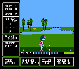 Screenshot of the secret female golfer from Golf: U.S. Course