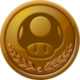 A bronze 1-Up Rally medal in New Super Mario Bros. U