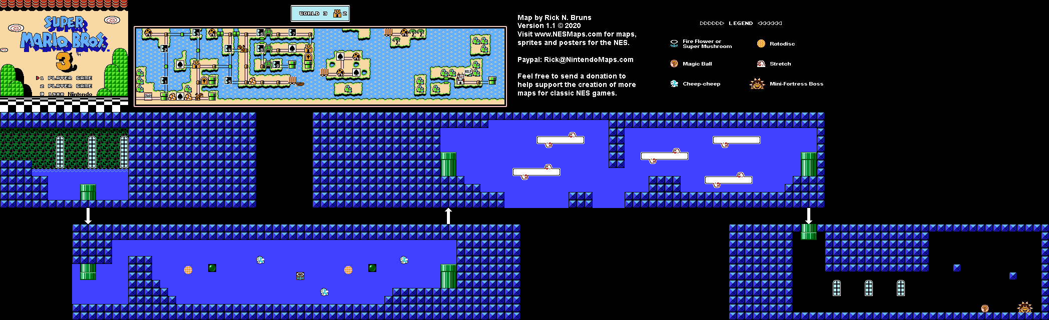 Map of World 3-Fortress 2 of Super Mario Bros. 3