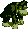 Sprite of Donkey Kong from Donkey Kong Land on the Super Game Boy, as he appears in Jungle Jaunt, Balloon Barrage bonus 2, and Fast Barrel Blast bonus 2