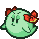 Battle idle animation of a Duplighost disguised as Lady Bow from Paper Mario