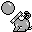 Sprite of a pale Bomubomu from the Space Zone in Super Mario Land 2: 6 Golden Coins. These ones fire pale cannonballs.