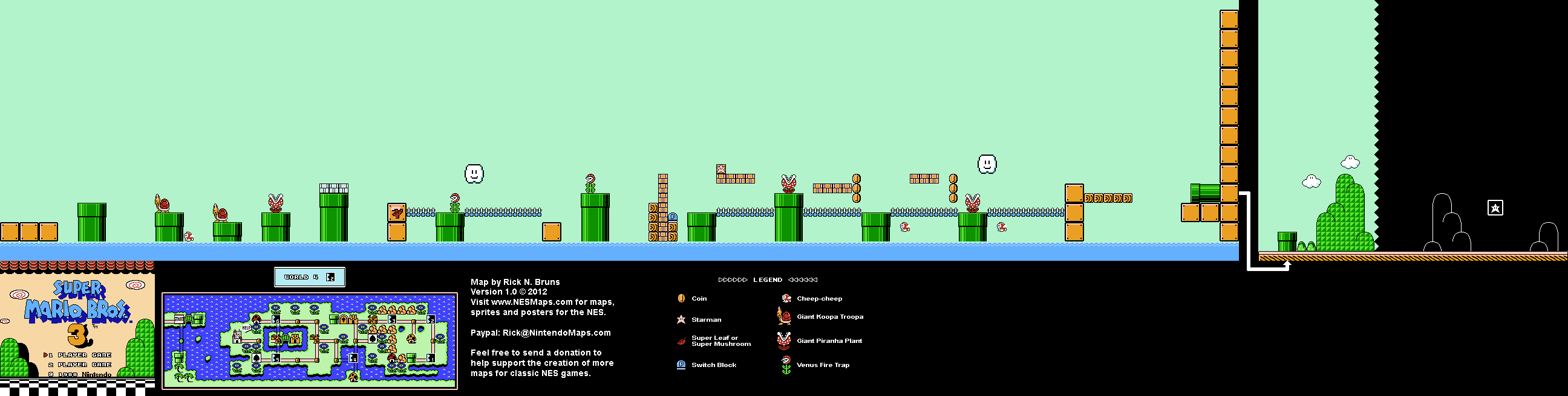 Map of World 4-2 of Super Mario Bros. 3