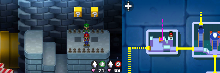 Eleventh and twelfth blocks in Toad Town of Mario & Luigi: Bowser's Inside Story + Bowser Jr.'s Journey.
