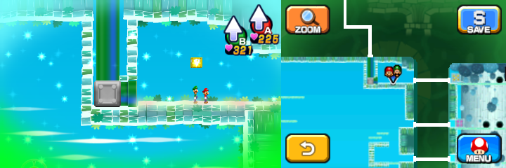 Block 38 in Dreamy Somnom Woods accessed by a Dreampoint of Mario & Luigi: Dream Team.