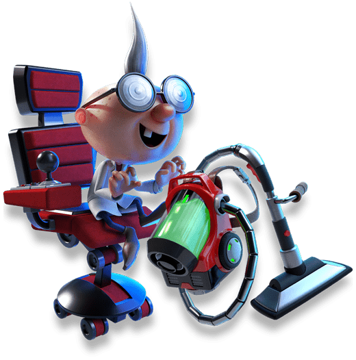 Artwork of Professor E. Gadd with the Poltergust G-00