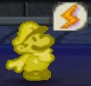 Mario under the effects of the Electrified status in Paper Mario.