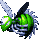 Sprite of a green Buzz from Donkey Kong Country 3: Dixie Kong's Double Trouble!.