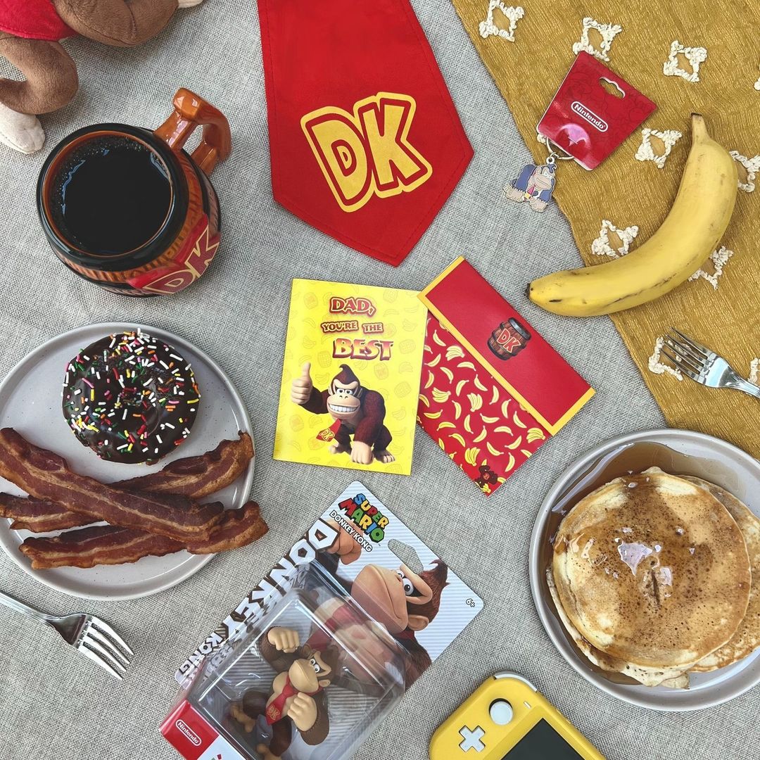 A photo of Donkey Kong-related objects from Nintendo Co., Ltd.'s Instagram account, posted in celebration of Father's Day