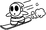 A snowboarding Shy Guy stamp, from Mario Kart 8.