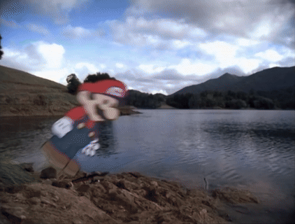 Go Mario! Water won't stop your desire to save the princess!