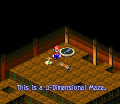 Mario finding a Royal Syrup in the third puzzle room of Sunken Ship of Super Mario RPG: Legend of the Seven Stars.