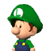 A side view of Baby Luigi, from Mario Super Sluggers.