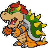 Battle idle animation of final Bowser from Paper Mario