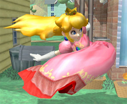 Princess Peach using her Peach Bomber attack in Super Smash Bros. Melee