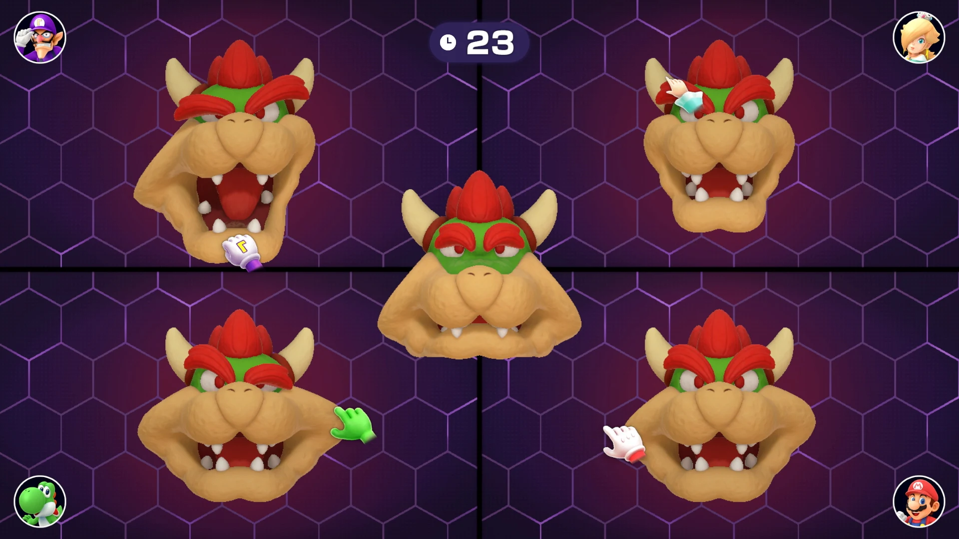 Face-Lift Pull and tug Bowser's face to try to match the example.