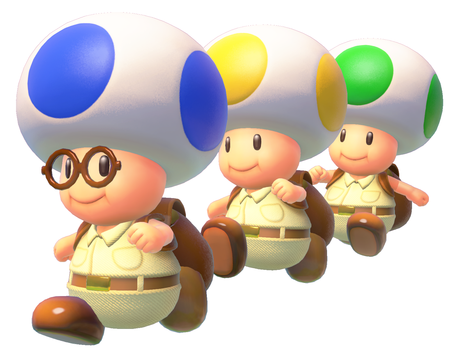 Artwork of the Toad Brigade from Captain Toad: Treasure Tracker.