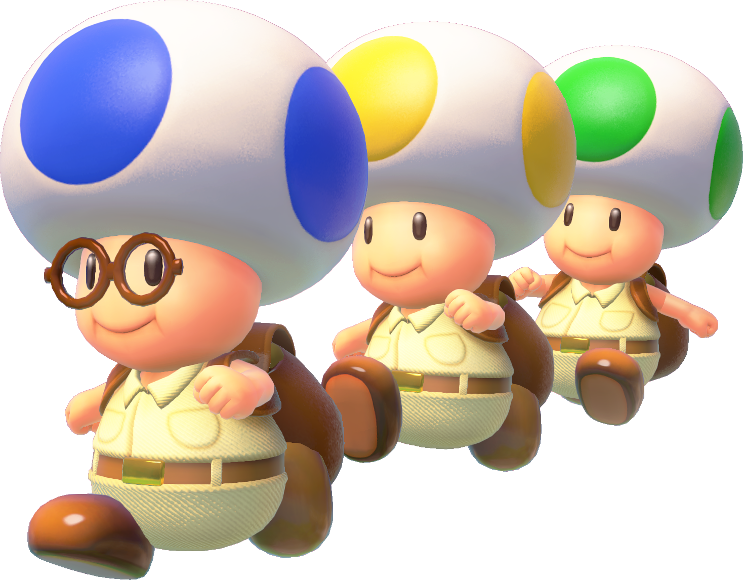 Artwork of the Toad Brigade from Captain Toad: Treasure Tracker.