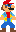 A sprite of Mario wearing the Sunshine Outfit seen in 8-bit sections from Super Mario Odyssey