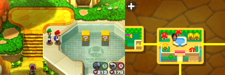 Blocks 32 and 33 in Toad Town of Mario & Luigi: Bowser's Inside Story + Bowser Jr.'s Journey.
