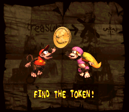 Find the Token! Bonus Area title card in Donkey Kong Country 2: Diddy's Kong Quest